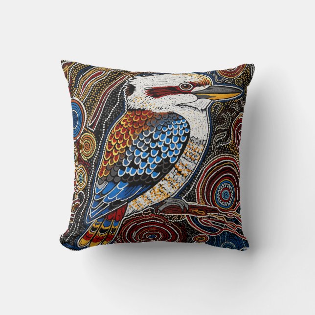 ABORIGINAL ART OF KOOKABURRA THROW PILLOW (Front)