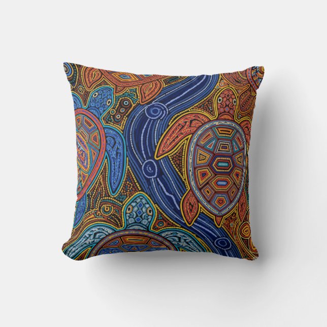 ABORIGINAL ART OF TURTLES THROW PILLOW (Front)