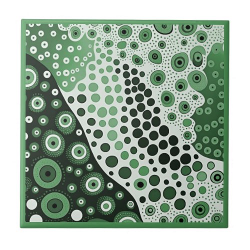 Aboriginal art style green 2 of 9 Ceramic Tile