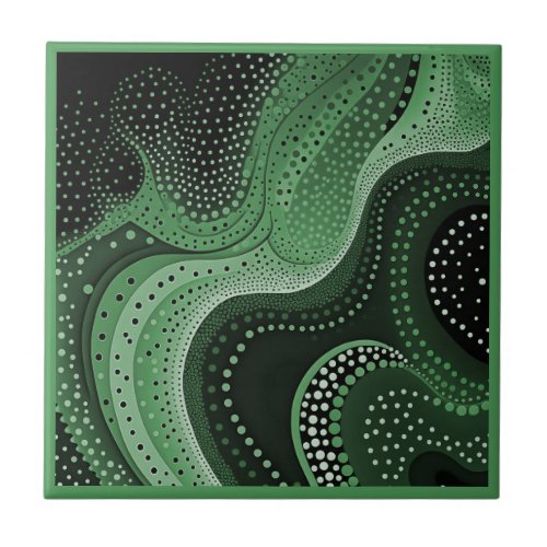 Aboriginal art style green 4 of 9 Ceramic Tile