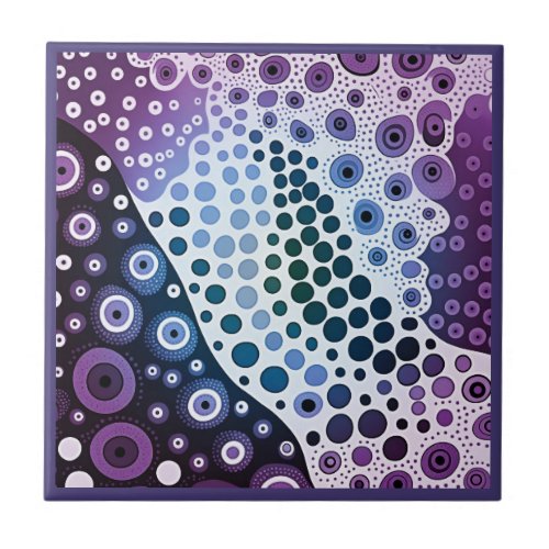 Aboriginal art style purple 2 of 9 Ceramic Tile