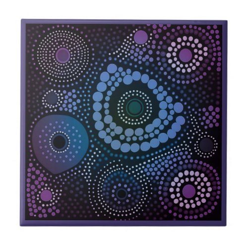 Aboriginal art style purple 8 of 9 Ceramic Tile