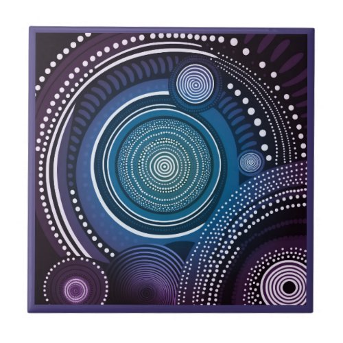 Aboriginal art style purple 9 of 9 Ceramic Tile