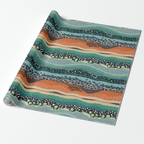 Aboriginal art style stripes wrapping paper