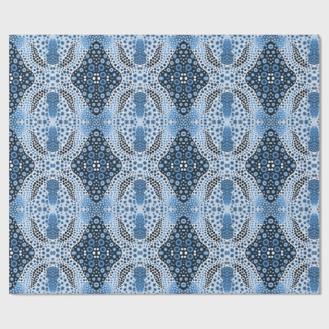 Aboriginal art style wrapping paper blue dots (Flat)