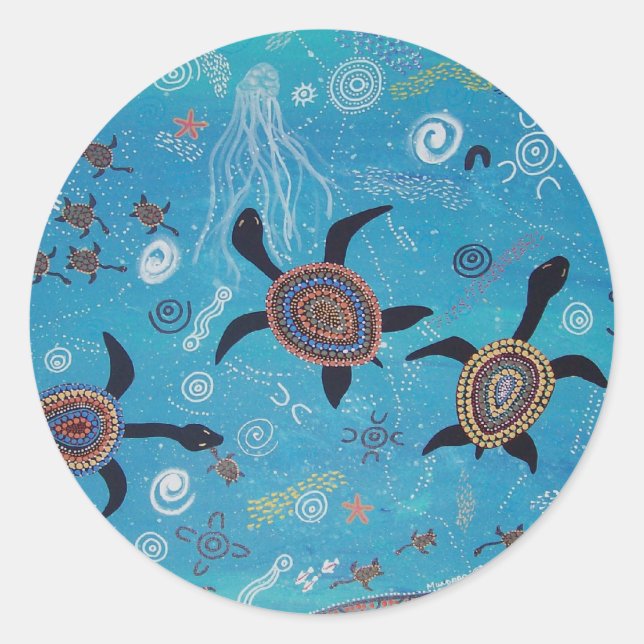 Aboriginal Art Turtle Dreaming Sticker (Front)