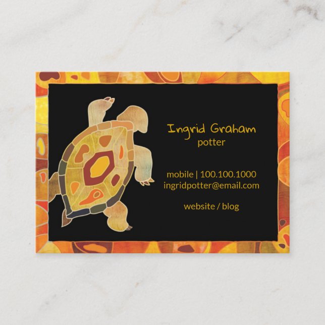 Aboriginal Art Turtle Potter Business Card (Front)