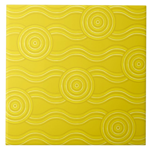 Aboriginal art wattle ceramic tile (Front)