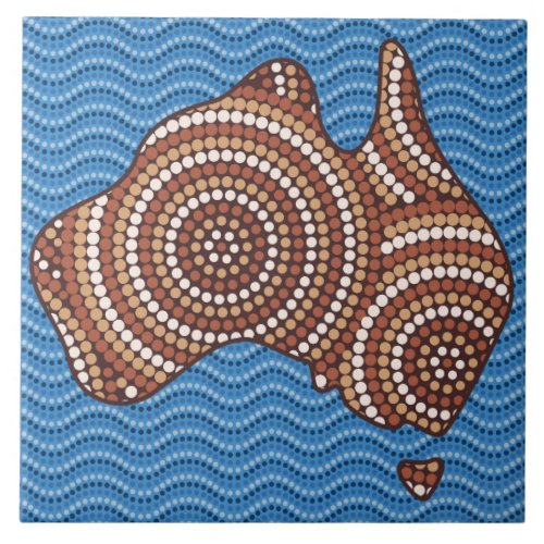 Aboriginal Australia dot painting Tile