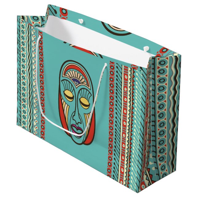 Aboriginal Aztec Inca Mayan Mask Large Gift Bag (Front Angled)