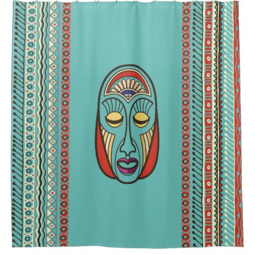 Aboriginal Aztec Inca Mayan Mask Shower Curtain