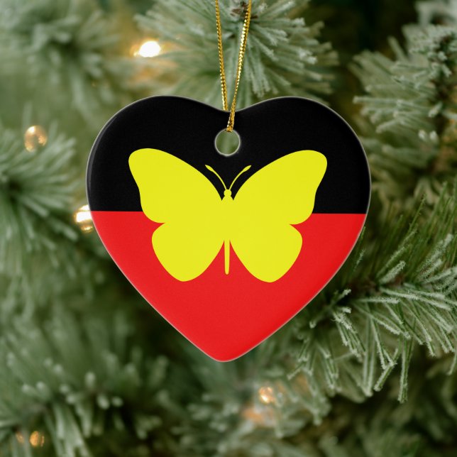 Aboriginal Butterfly Flag Ceramic Ornament (Tree)