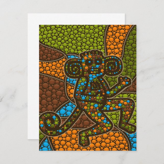 Aboriginal Dot Art Monkey Invitation (Front/Back)