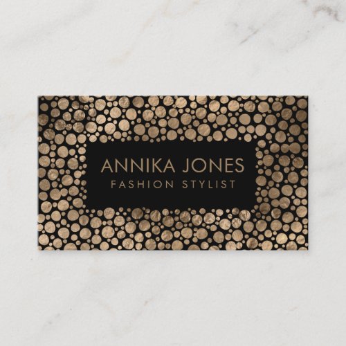 Aboriginal Dot Art style Golden texture on black Business Card