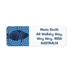 Aboriginal dot painting fish label