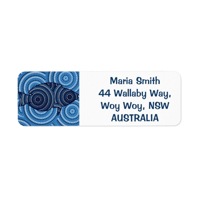 Aboriginal dot painting fish label (Front)