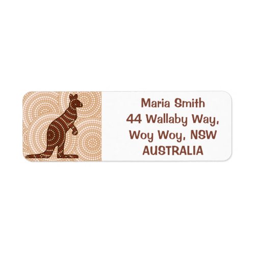 Aboriginal dot painting kangaroo label
