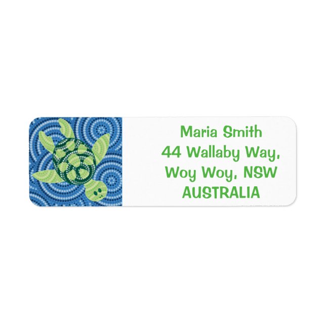 Aboriginal dot painting turtle label (Front)