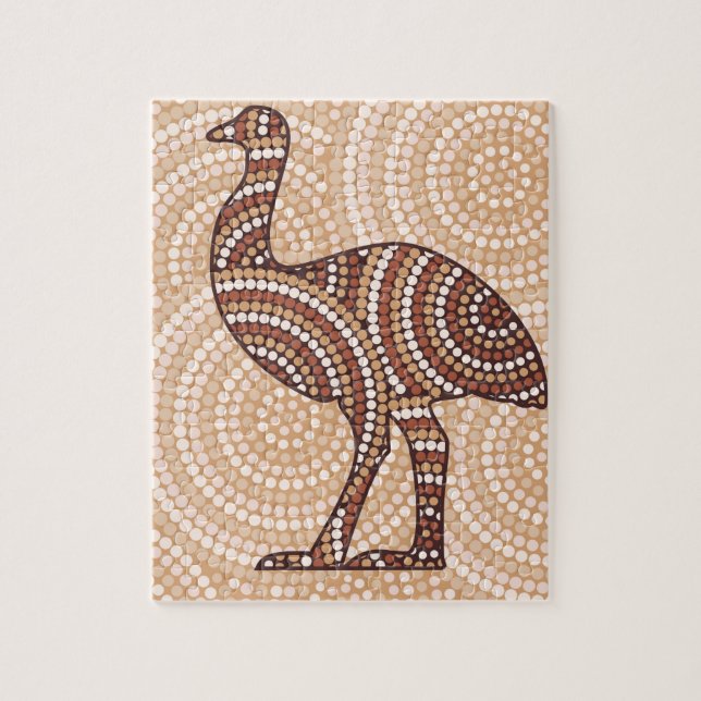 Aboriginal emu dot painting jigsaw puzzle (Vertical)