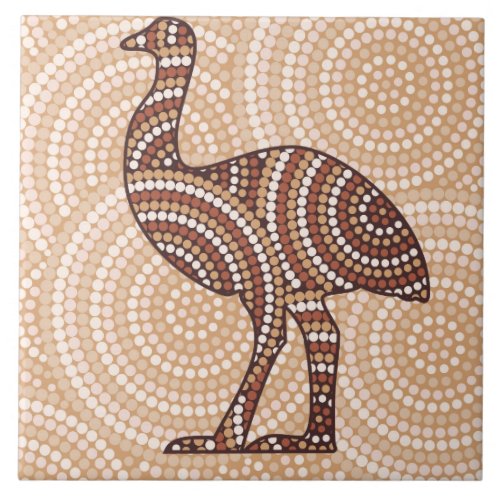 Aboriginal emu dot painting tile
