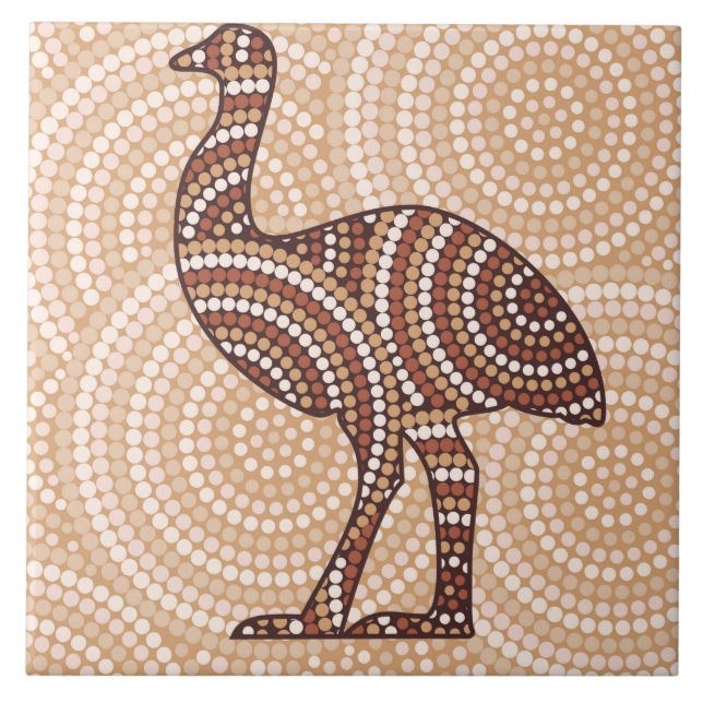 Aboriginal emu dot painting tile (Front)