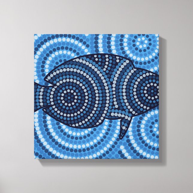 Aboriginal fish dot painting canvas print (Front)