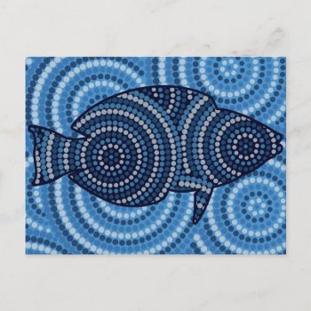 Aboriginal Fish Dot Painting Postcard by LifeOfRileyDesign at Zazzle