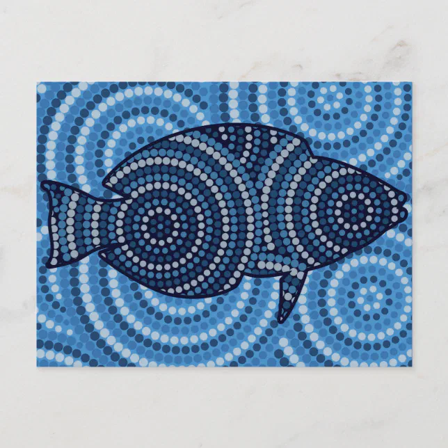 Aboriginal Fish Dot Painting Postcard | Zazzle