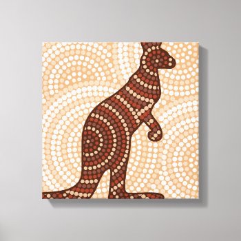 Aboriginal Kangaroo Dot Painting Canvas Print by LifeOfRileyDesign at Zazzle