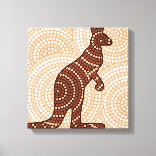 Aboriginal kangaroo dot painting canvas print