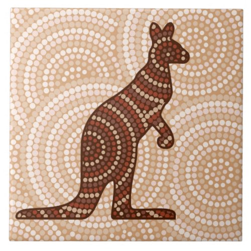 Aboriginal kangaroo dot painting ceramic tile