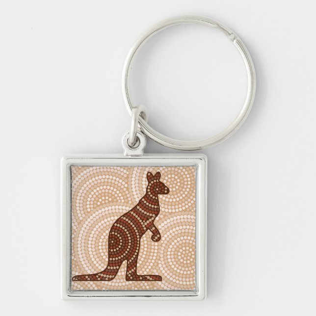 Aboriginal kangaroo dot painting keychain (Front)