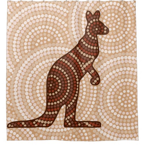 Aboriginal kangaroo dot painting shower curtain