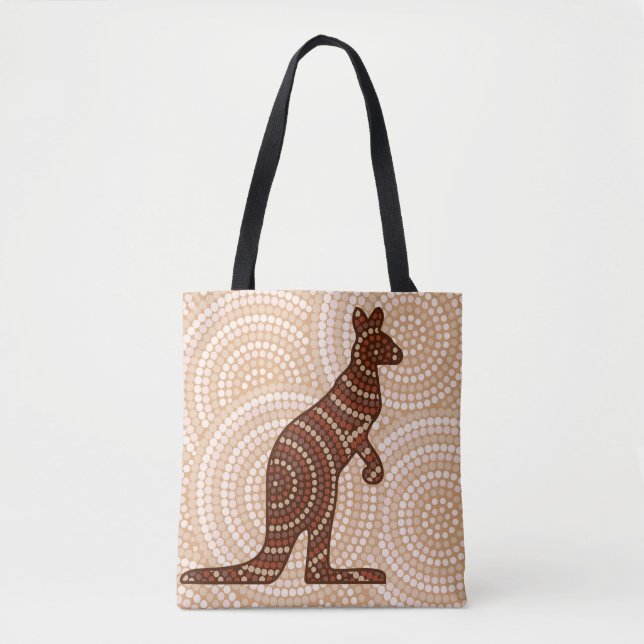 Aboriginal kangaroo dot painting tote bag (Front)