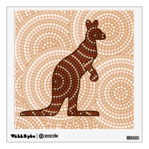 Aboriginal kangaroo dot painting wall decal