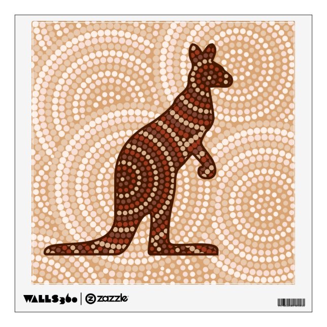 Aboriginal kangaroo dot painting wall decal (Front)