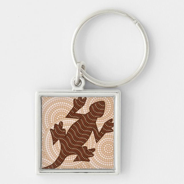 Aboriginal lizard dot painting keychain (Front)