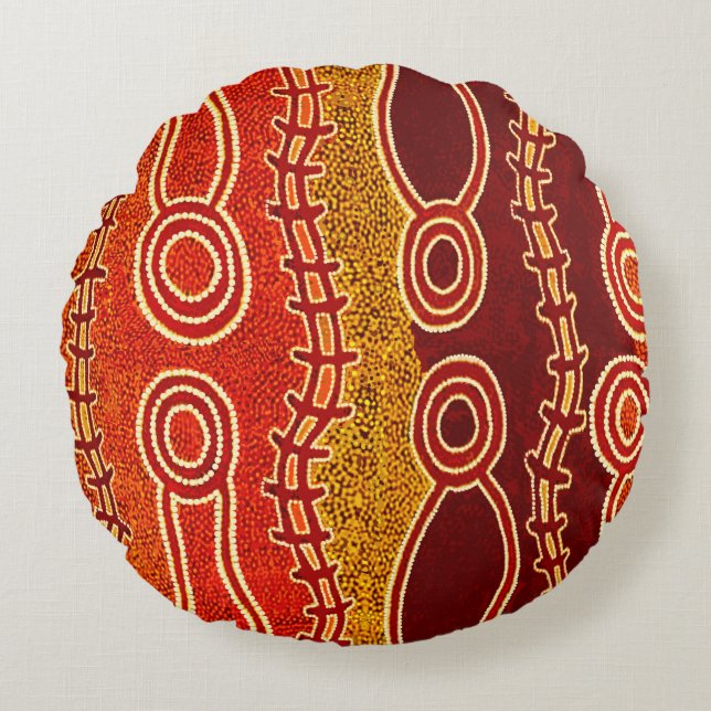 Aboriginal Serpents . Round Pillow (Front)