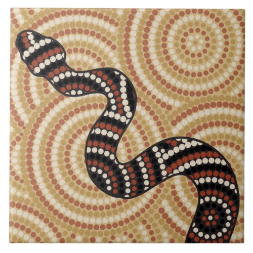 Aboriginal snake dot painting ceramic tile