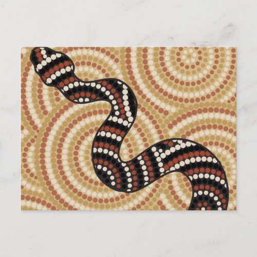 Aboriginal snake dot painting postcard
