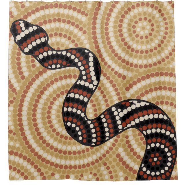 Aboriginal snake dot painting shower curtain (Front)