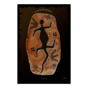 Aboriginal-styled Goanna Art Poster