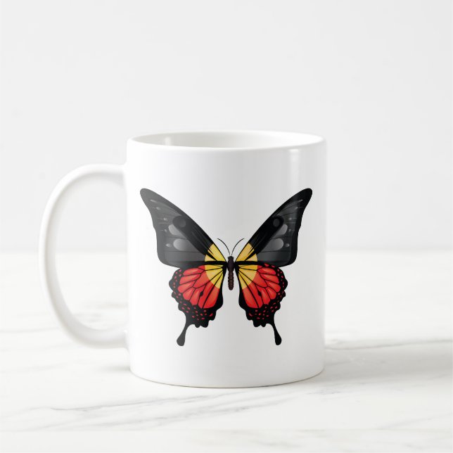 Aboriginal Swallowtail Butterfly Flag Sticker Coffee Mug (Left)