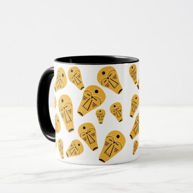 Aboriginal tribal tattoo abstract face art mug (Front Left)