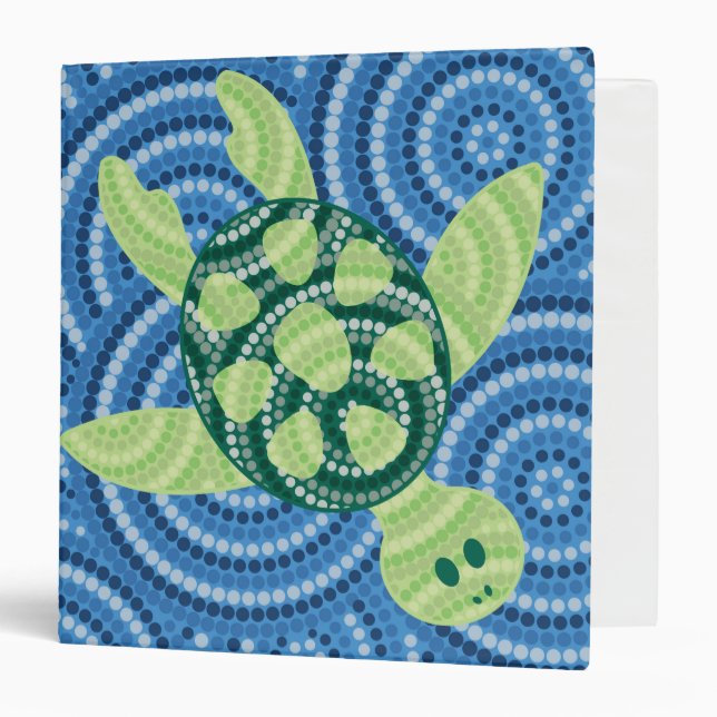 Aboriginal turtle dot painting 3 ring binder (Front/Inside)
