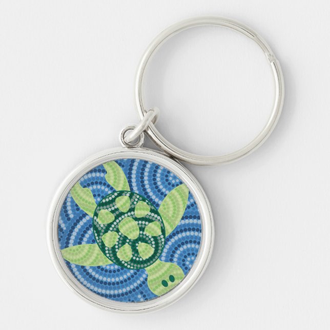 Aboriginal turtle dot painting keychain (Front)