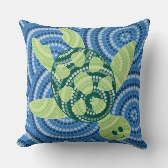 Aboriginal turtle dot painting throw pillow (Front)