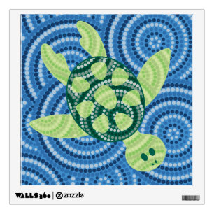 Aboriginal turtle dot painting wall decal