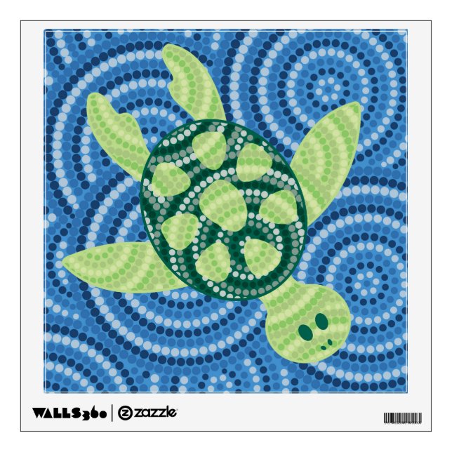 Aboriginal turtle dot painting wall decal (Front)