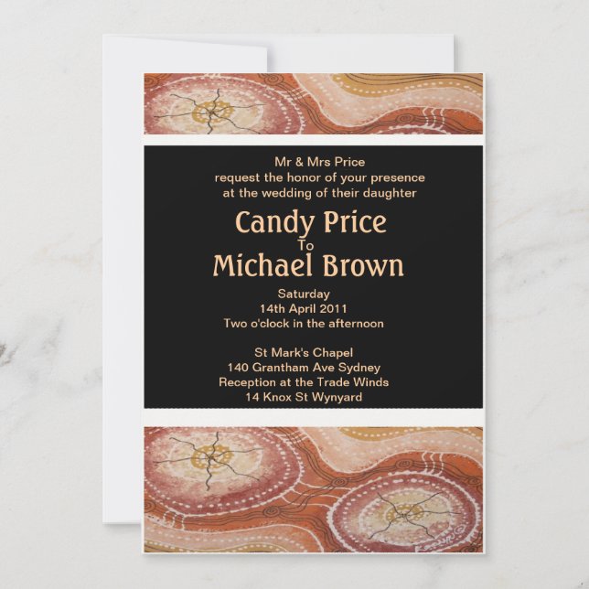 Aboriginal Wedding Invitation Desert Dreaming (Front)